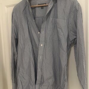 Nordstrom Navy and White Striped Button Down Shirt